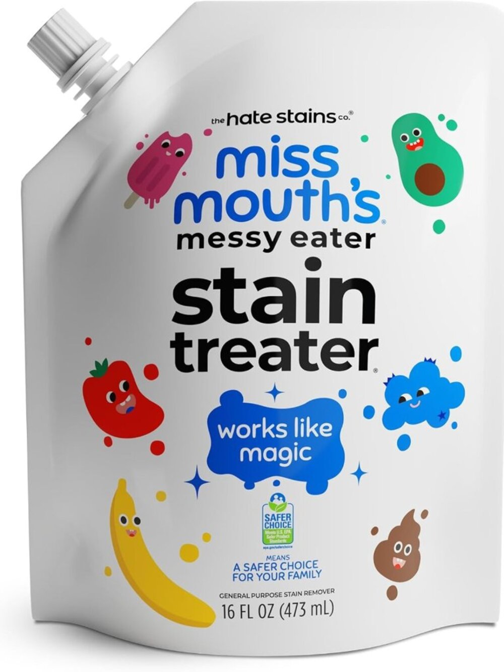 Messy Eater Stain Remover Refill Pouch, 16 Oz - Powerful Laundry Cleaner